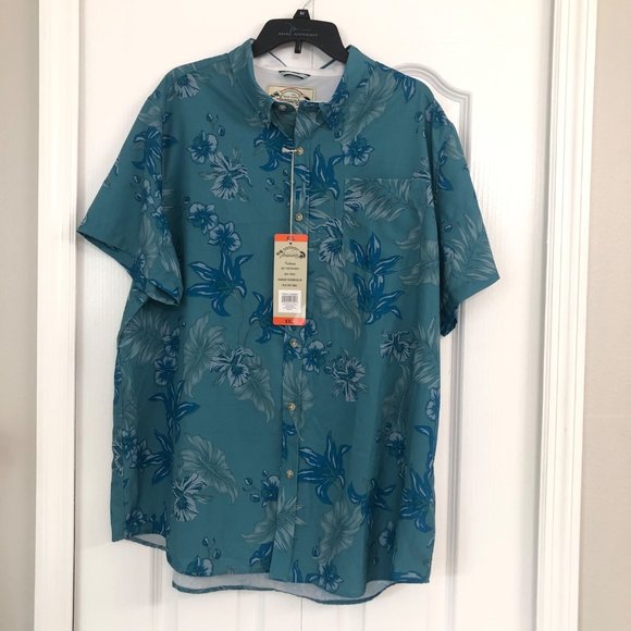 NWT seapointe mens tropical Hawaiian woven shirt blue XXL - Picture 1 of 5